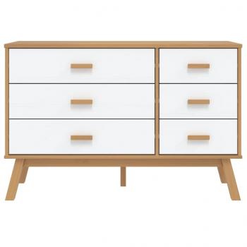 Schubladenschrank OLDEN Weiß und Braun Massivholz Kiefer