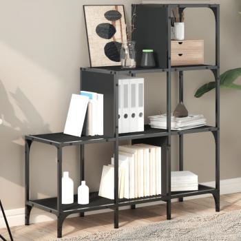 ARDEBO.de - Bücherregal Schwarz 92x30x102 cm Holzwerkstoff und Metall