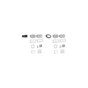 ARDEBO.de Hager GAPSET2 2xArbeitsplätze, je 3 Steckdosen+USB-Charger, 15W, 2xRJ45, Cat.6A, Frontrastend, verkehrsweiß