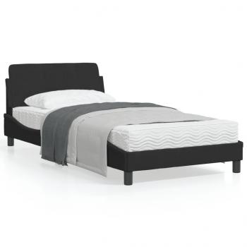 ARDEBO.de - Bettgestell mit Kopfteil Schwarz 100x200 cm Samt