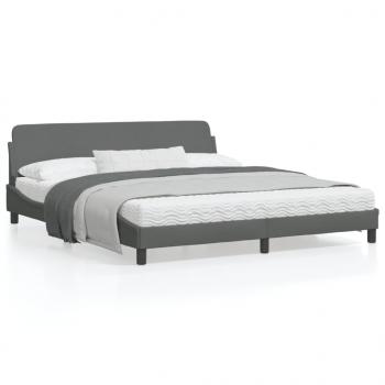 ARDEBO.de - Bettgestell mit Kopfteil Dunkelgrau 180x200 cm Stoff