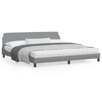 ARDEBO.de - Bettgestell mit Kopfteil Hellgrau 200x200 cm Stoff
