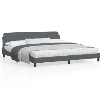 ARDEBO.de - Bettgestell mit Kopfteil Dunkelgrau 200x200 cm Samt