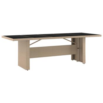 ARDEBO.de - 7-tlg. Garten-Essgruppe mit Kissen Beige Poly Rattan