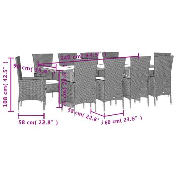 7-tlg. Garten-Essgruppe mit Kissen Beige Poly Rattan