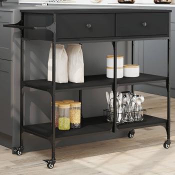 ARDEBO.de - Küchenwagen Schwarz 105x42x95 cm Holzwerkstoff