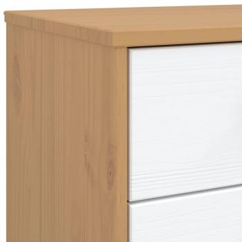 ARDEBO.de - Nachttisch OLDEN Weiß und Braun Massivholz Kiefer 
