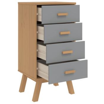 ARDEBO.de - Nachttisch OLDEN Grau und Braun Massivholz Kiefer