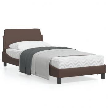 ARDEBO.de - Bettgestell mit Kopfteil Braun 90x190 cm Kunstleder