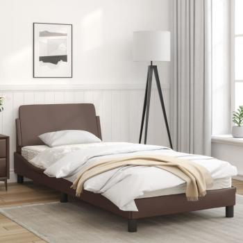 Bettgestell mit Kopfteil Braun 90x190 cm Kunstleder