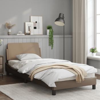 Bettgestell mit Kopfteil Cappuccino-Braun 90x190 cm Kunstleder