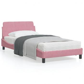 ARDEBO.de - Bettgestell mit Kopfteil Rosa 100x200 cm Samt