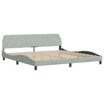 Bettgestell mit Kopfteil Hellgrau 200x200 cm Samt