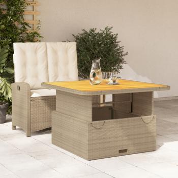 ARDEBO.de - 2-tlg. Garten-Essgruppe mit Kissen Beige Poly Rattan
