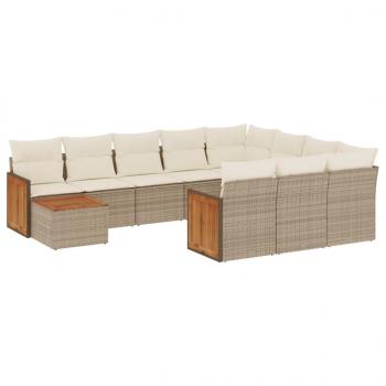 ARDEBO.de - 11-tlg. Garten-Sofagarnitur mit Kissen Beige Poly Rattan
