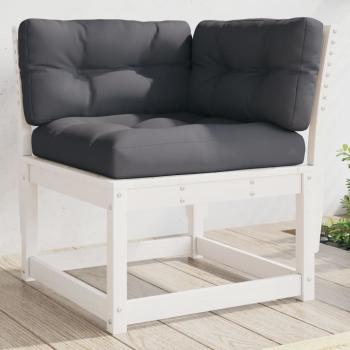 ARDEBO.de - Garten-Ecksofa mit Kissen Weiß 73x73x78 cm Massivholz Kiefer