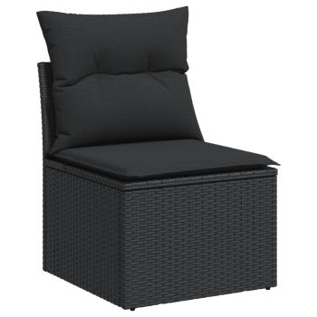 ARDEBO.de - 10-tlg. Garten-Sofagarnitur mit Kissen Schwarz Poly Rattan