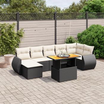 ARDEBO.de - 8-tlg. Garten-Sofagarnitur mit Kissen Schwarz Poly Rattan