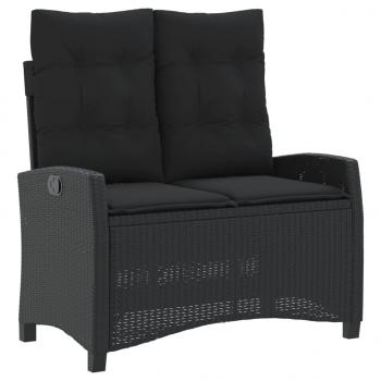 4-tlg. Garten-Essgruppe mit Kissen Schwarz Poly Rattan