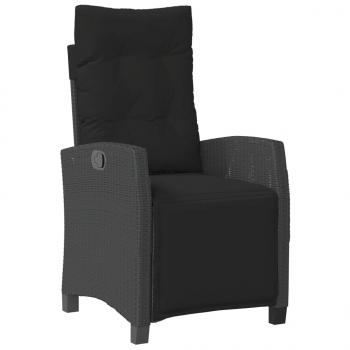 4-tlg. Garten-Essgruppe mit Kissen Schwarz Poly Rattan