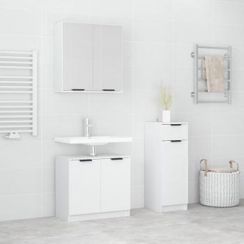 ARDEBO.de - 3-tlg. Badmöbel-Set Weiß Holzwerkstoff