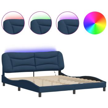 Bettgestell mit LED ohne Matratze "Hvar" Blau 180x200 cm Stoff