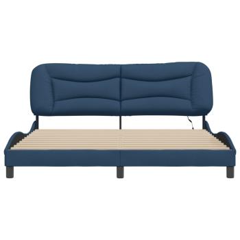 Bettgestell mit LED ohne Matratze "Hvar" Blau 180x200 cm Stoff