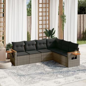 ARDEBO.de - 6-tlg. Garten-Sofagarnitur mit Kissen Grau Poly Rattan