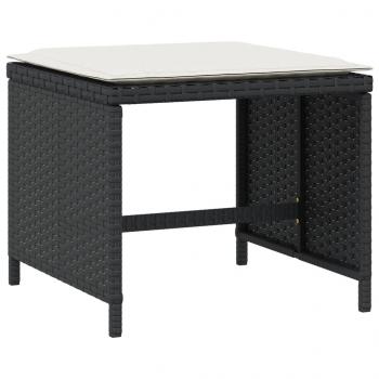 5-tlg. Garten-Essgruppe mit Kissen Schwarz Poly Rattan