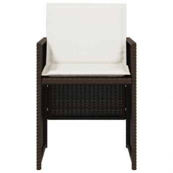 5-tlg. Garten-Essgruppe mit Kissen Braun Poly Rattan