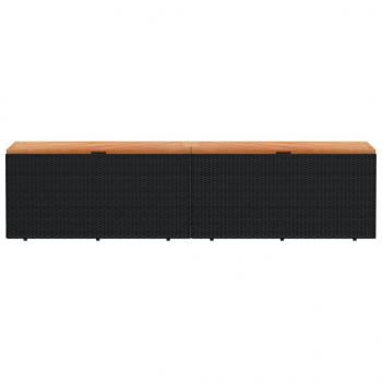 Gartentruhe Schwarz 220x50x54 cm Poly Rattan Akazienholz