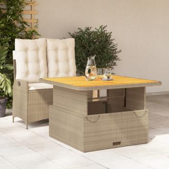 ARDEBO.de - 2-tlg. Garten-Essgruppe mit Kissen Beige Poly Rattan