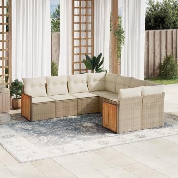 ARDEBO.de - 8-tlg. Garten-Sofagarnitur mit Kissen Beige Poly Rattan
