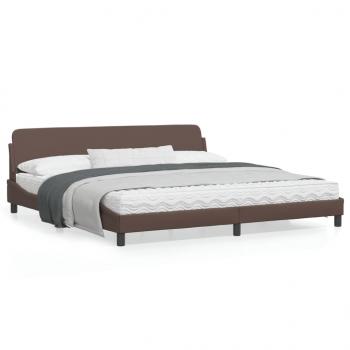 ARDEBO.de - Bettgestell mit Kopfteil Braun 200x200 cm Kunstleder