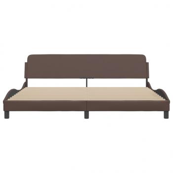 Bettgestell mit Kopfteil Braun 200x200 cm Kunstleder