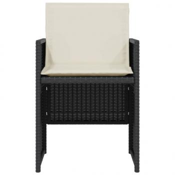 3-tlg. Bistro-Set mit Kissen Schwarz Poly Rattan