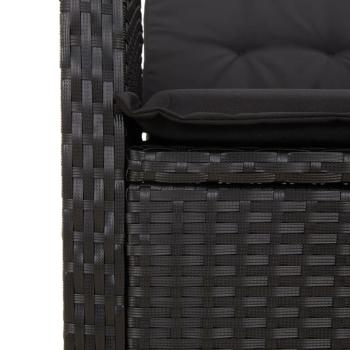 2-tlg. Garten-Essgruppe mit Kissen Schwarz Poly Rattan
