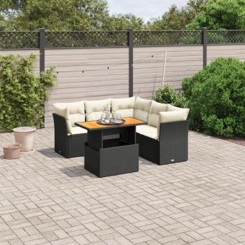 ARDEBO.de - 5-tlg. Garten-Sofagarnitur mit Kissen Schwarz Poly Rattan