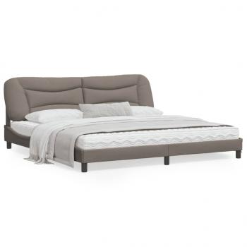 ARDEBO.de - Bettgestell mit LED Taupe 200x200 cm Stoff