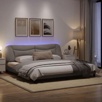 Bettgestell mit LED Taupe 200x200 cm Stoff