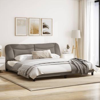 Bettgestell mit LED Taupe 200x200 cm Stoff