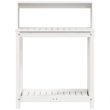 Pflanztisch mit Ablagen Weiß 82,5x50x109,5 cm Massivholz Kiefer