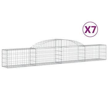 Gabionen mit Hochbogen 7 Stk. 300x30x40/60 cm Verzinktes Eisen