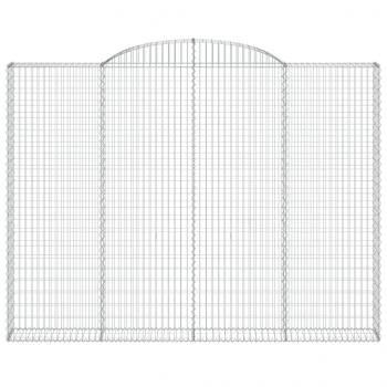 Gabionen mit Hochbogen 2 Stk. 300x30x220/240cm Verzinktes Eisen