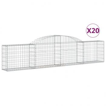 Gabionen mit Hochbogen 20 Stk. 300x30x60/80 cm Verzinktes Eisen