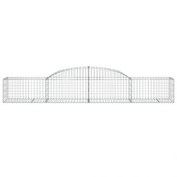 Gabionen mit Hochbogen 15 Stk. 300x50x40/60 cm Verzinktes Eisen