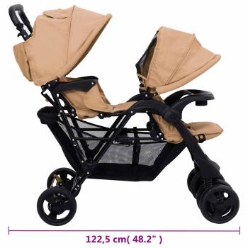 Tandem-Zwillingskinderwagen Taupe Stahl