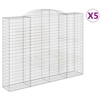 Gabionen mit Hochbogen 5 Stk. 300x50x220/240cm Verzinktes Eisen