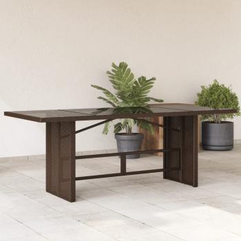 ARDEBO.de - Gartentisch mit Glasplatte Braun 190x80x74 cm Poly Rattan