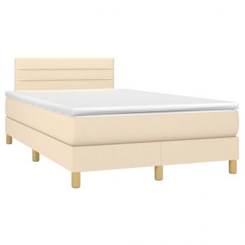 Boxspringbett mit Matratze & LED Creme 120x190 cm Stoff